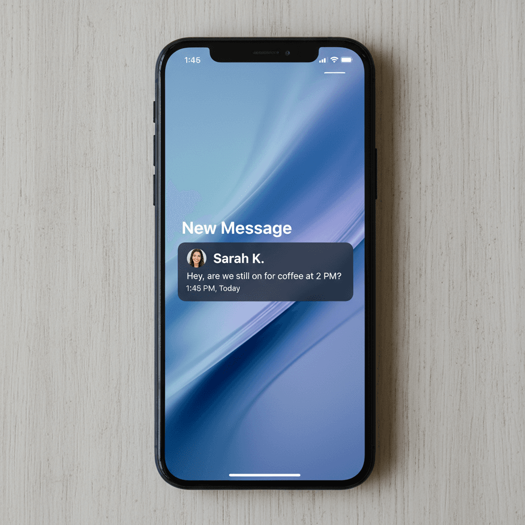 Text message notification on a smartphone